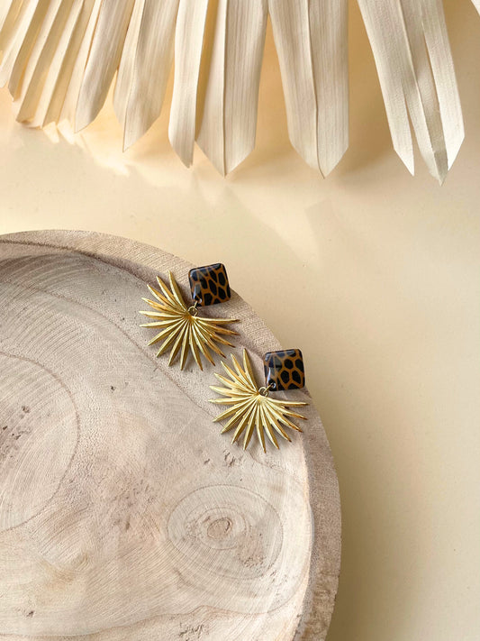 Brincos Roma Preto & Dourado