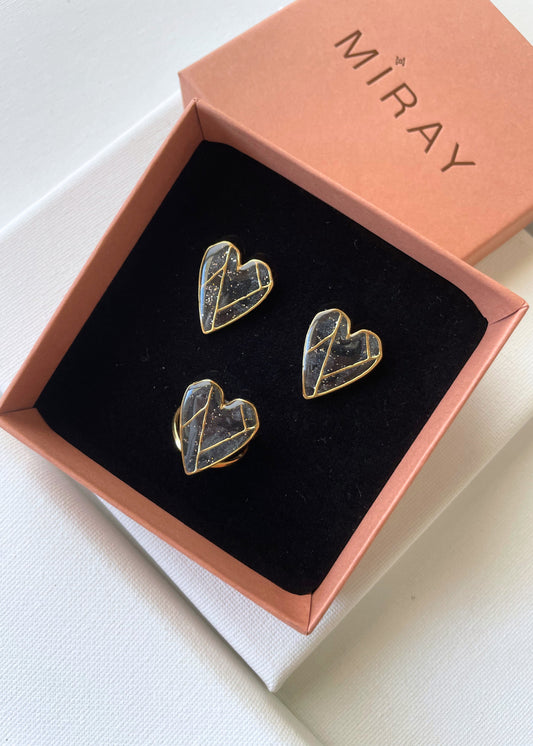 Conjunto Coração Geo Preto