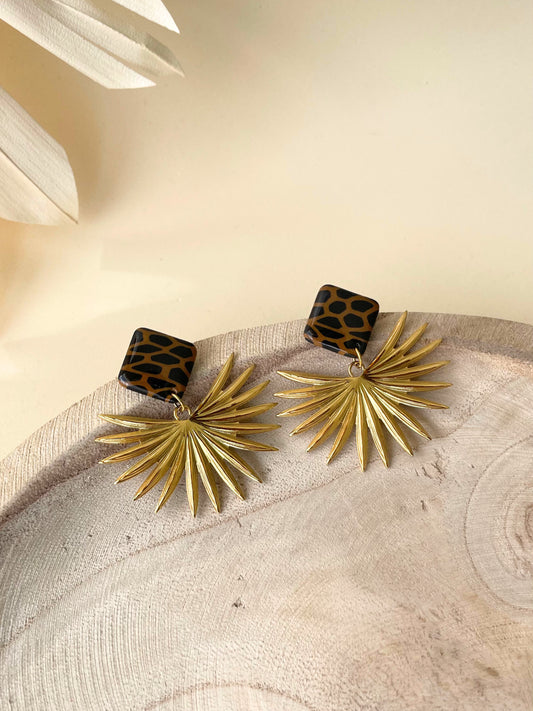 Brincos Roma Preto & Dourado