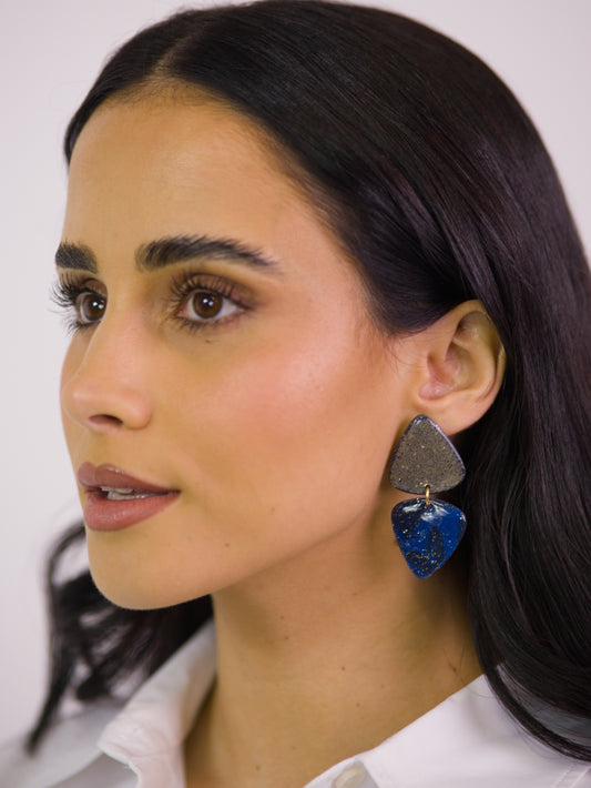 Brincos London Mirror Azul