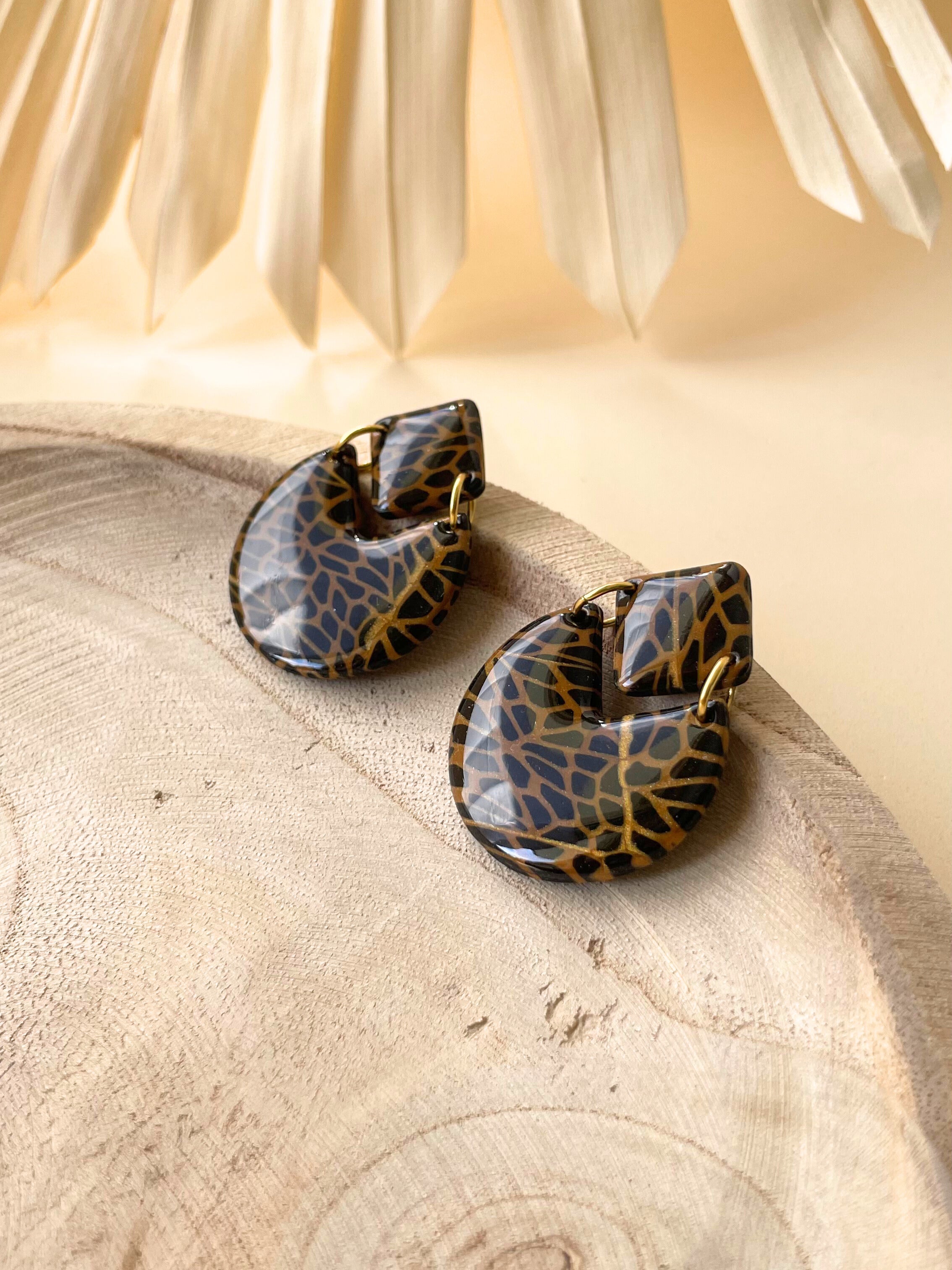 Brincos Porto Preto & Dourado