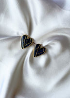 Brincos Coração Geo Preto