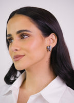 Brincos Coração Geo Preto