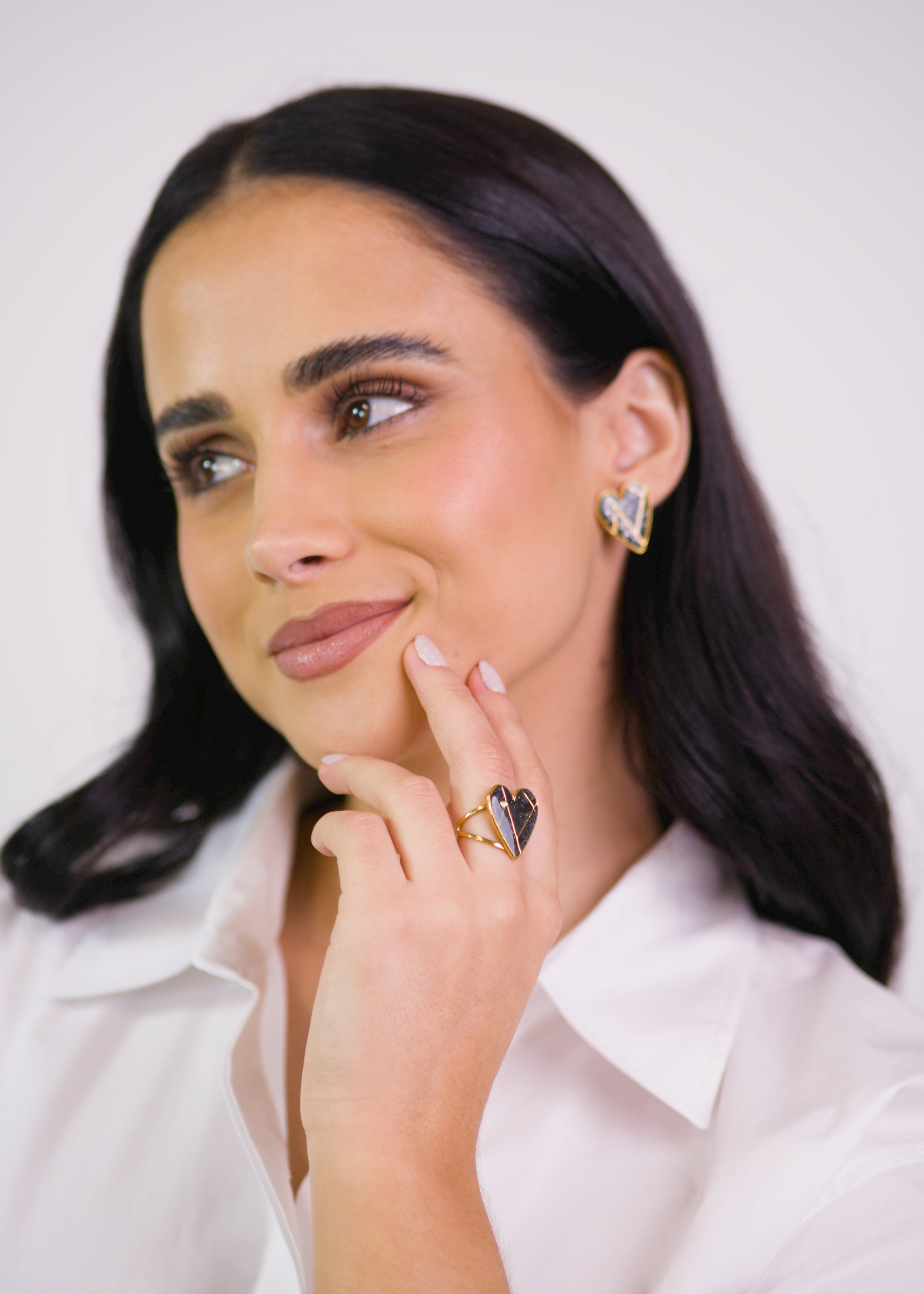 Conjunto Coração Geo Preto