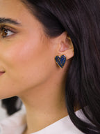 Brincos Coração Geo Azul